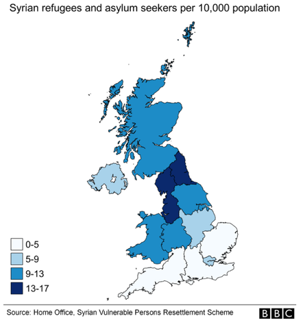 BBC map how do refugees get assigned around the country National Transfer Scheme